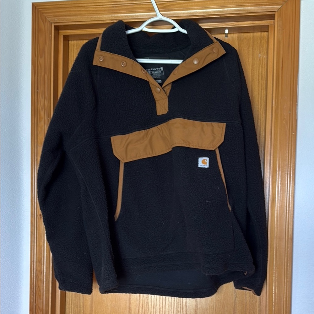 Carhartt Black Fleece Pullover with Tan Accents